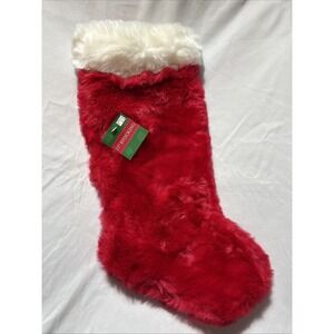 NEW RED CHRISTMAS STOCKING WHITE FAUX FUR CUFF TARGET 17"